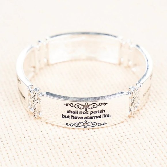 Bracelet. 'For God So Loved The World...". John 3:16. Silver. NWT. - Picture 4 of 4